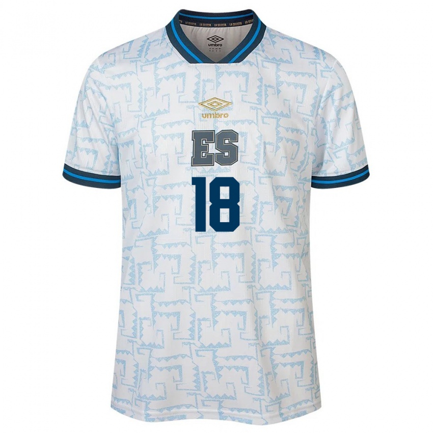 Hombre Camiseta El Salvador Adriel Martínez #18 Blanco 2ª Equipación 24-26 La Camisa México