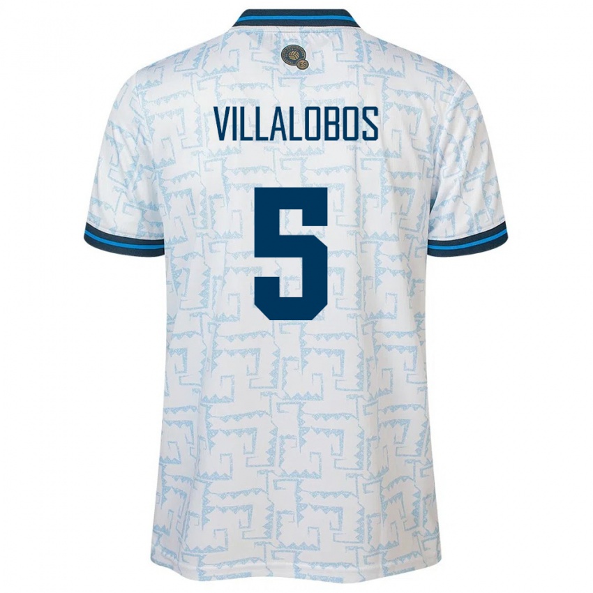 Hombre Camiseta El Salvador Kristian Villalobos #5 Blanco 2ª Equipación 24-26 La Camisa México