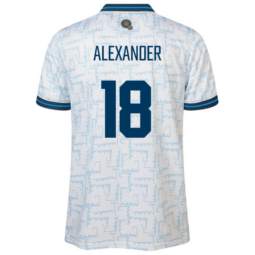 Hombre Camiseta El Salvador Alexander Aguilar #18 Blanco 2ª Equipación 24-26 La Camisa México