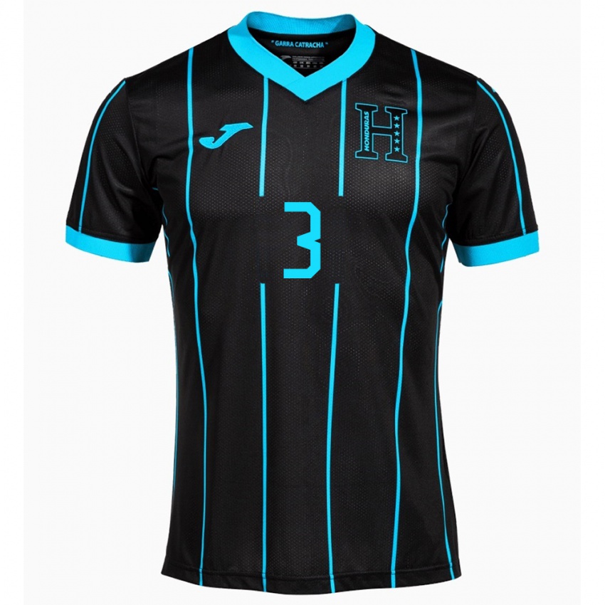 Hombre Camiseta Honduras David Herrera #3 Negro 2ª Equipación 24-26 La Camisa México