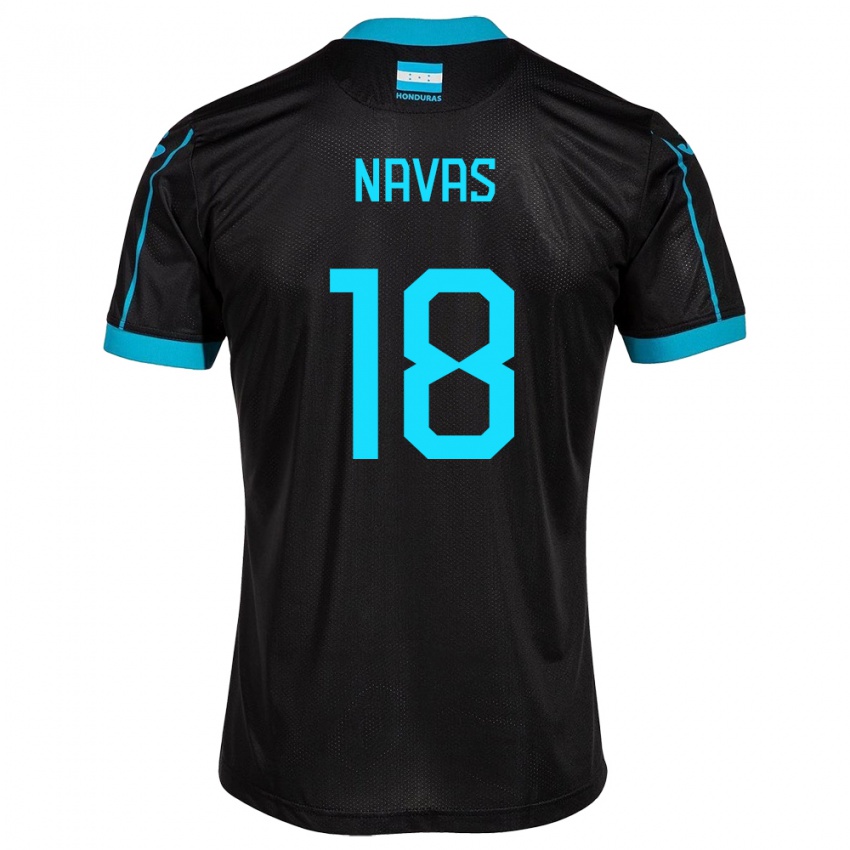 Hombre Camiseta Honduras Johan Navas #18 Negro 2ª Equipación 24-26 La Camisa México