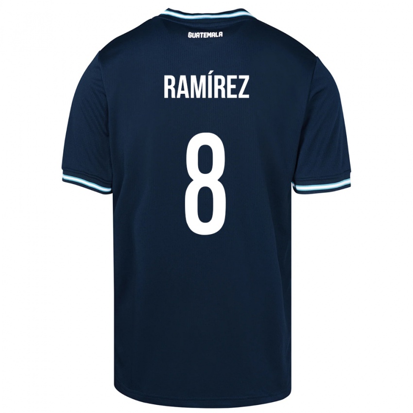 Hombre Camiseta Guatemala Dennis Ramírez #8 Azul 2ª Equipación 24-26 La Camisa México