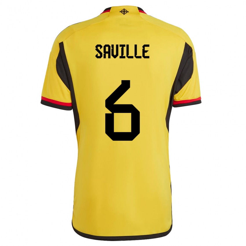 Hombre Camiseta Irlanda Del Norte George Saville #6 Blanco 2ª Equipación 24-26 La Camisa México