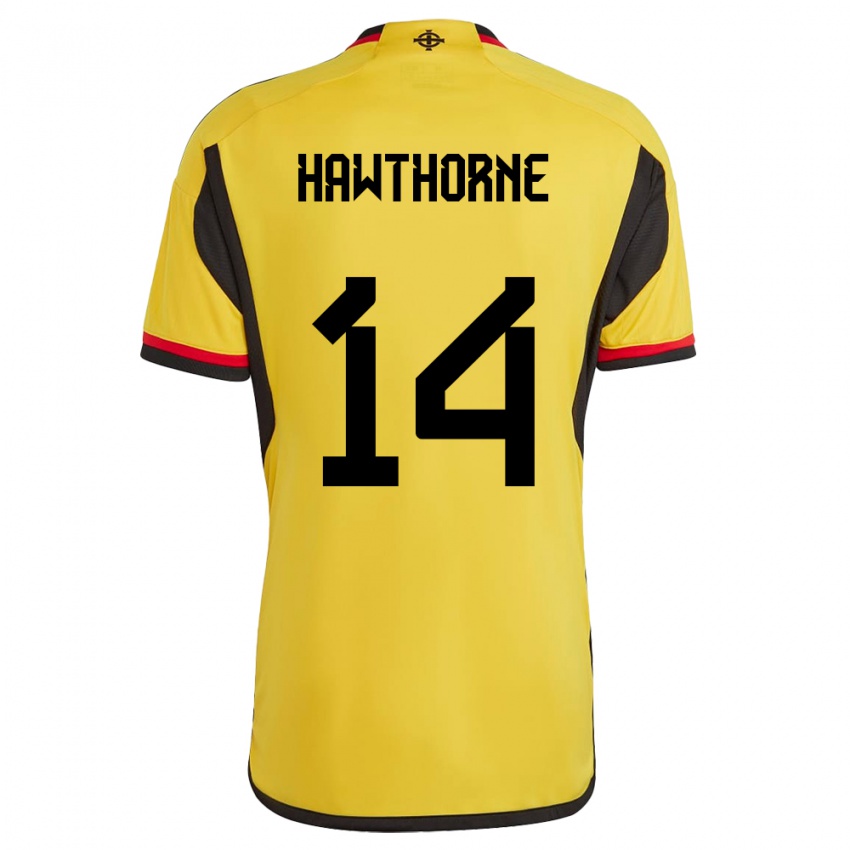 Hombre Camiseta Irlanda Del Norte Keevan Hawthorne #14 Blanco 2ª Equipación 24-26 La Camisa México