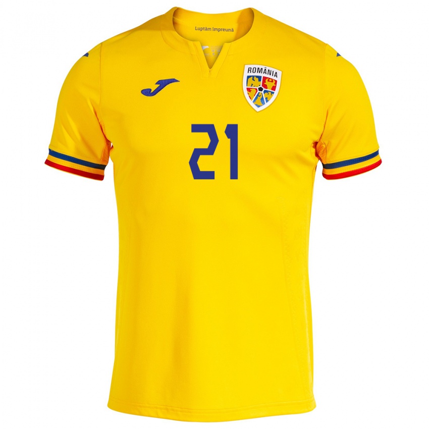 Mujer Camiseta Rumania Genoveva Roșie #21 Amarillo 1ª Equipación 24-26 La Camisa México