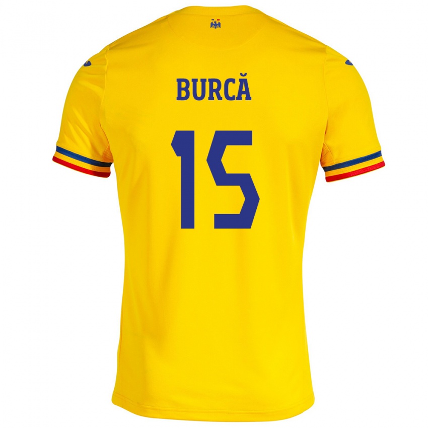 Mujer Camiseta Rumania Andrei Burcă #15 Amarillo 1ª Equipación 24-26 La Camisa México