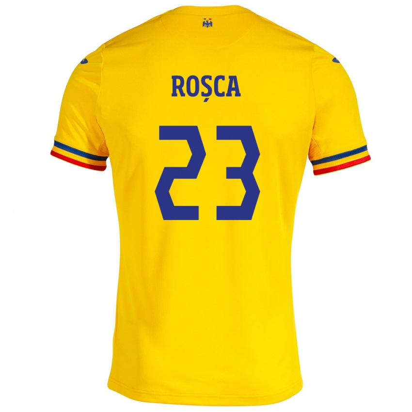 Mujer Camiseta Rumania Alexandru Roșca #23 Amarillo 1ª Equipación 24-26 La Camisa México