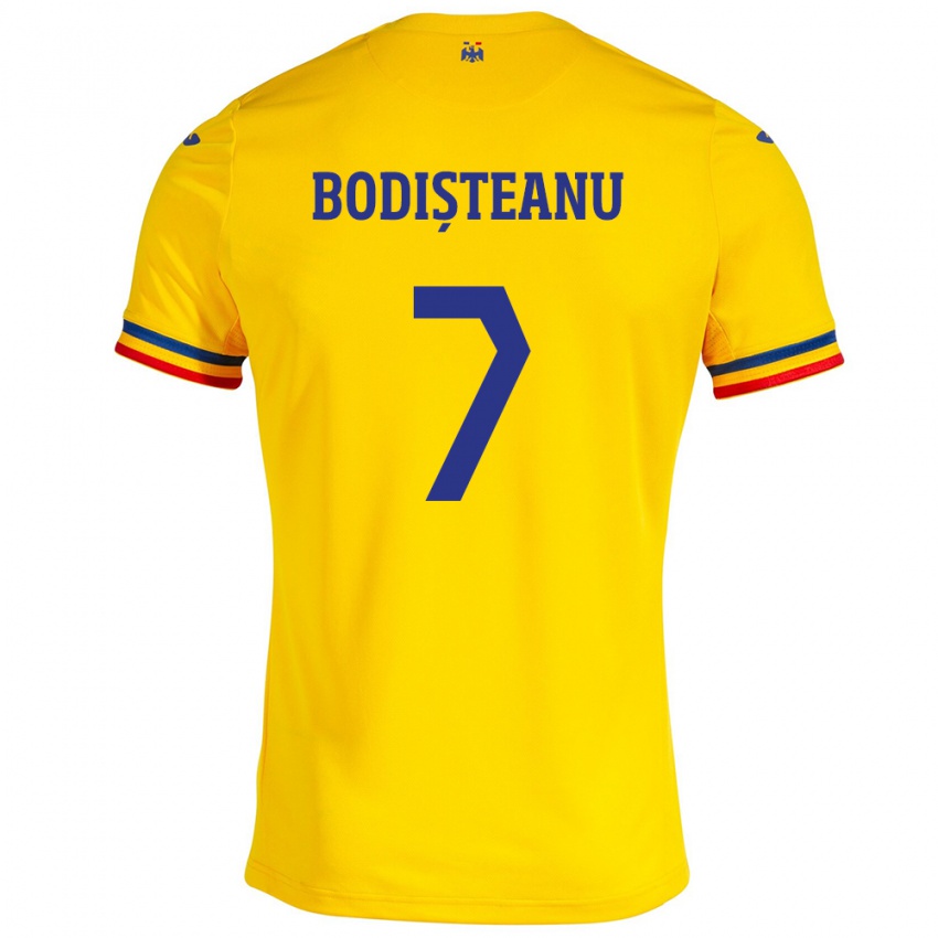 Mujer Camiseta Rumania Ștefan Bodișteanu #7 Amarillo 1ª Equipación 24-26 La Camisa México