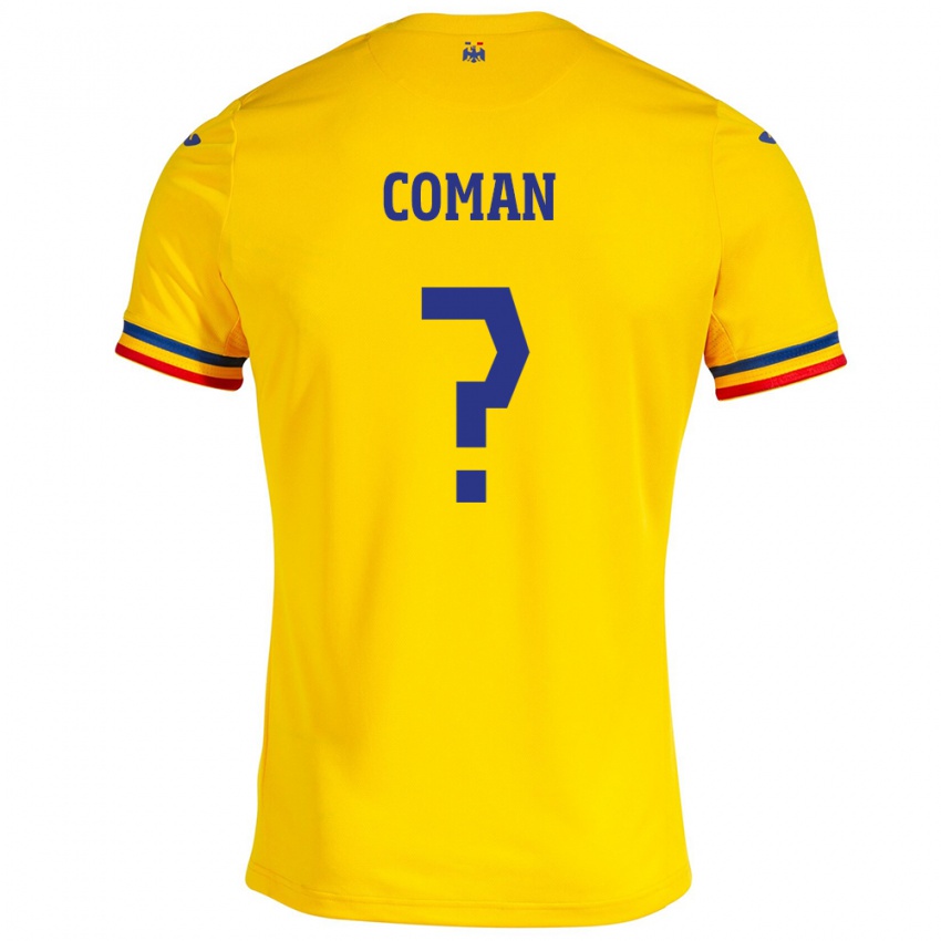 Mujer Camiseta Rumania Rareș Coman #0 Amarillo 1ª Equipación 24-26 La Camisa México