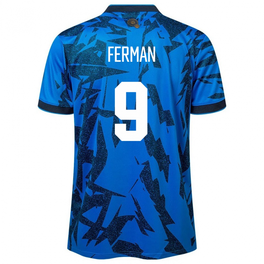 Mujer Camiseta El Salvador Javier Ferman #9 Azul 1ª Equipación 24-26 La Camisa México