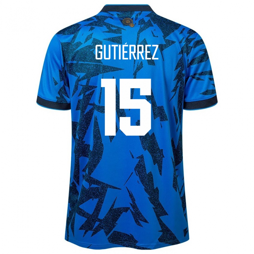 Mujer Camiseta El Salvador Danya Gutiérrez #15 Azul 1ª Equipación 24-26 La Camisa México