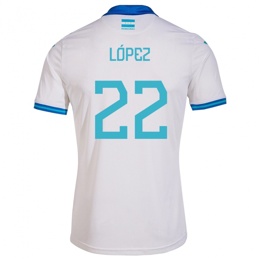 Mujer Camiseta Honduras Luis López #22 Blanco 1ª Equipación 24-26 La Camisa México