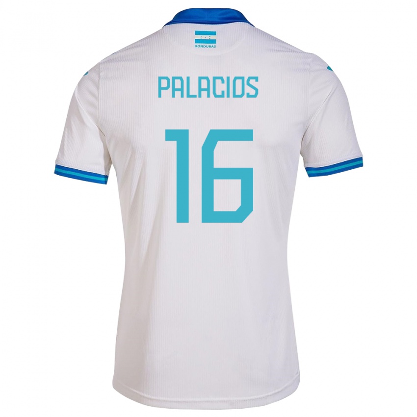 Mujer Camiseta Honduras Danilo Palacios #16 Blanco 1ª Equipación 24-26 La Camisa México