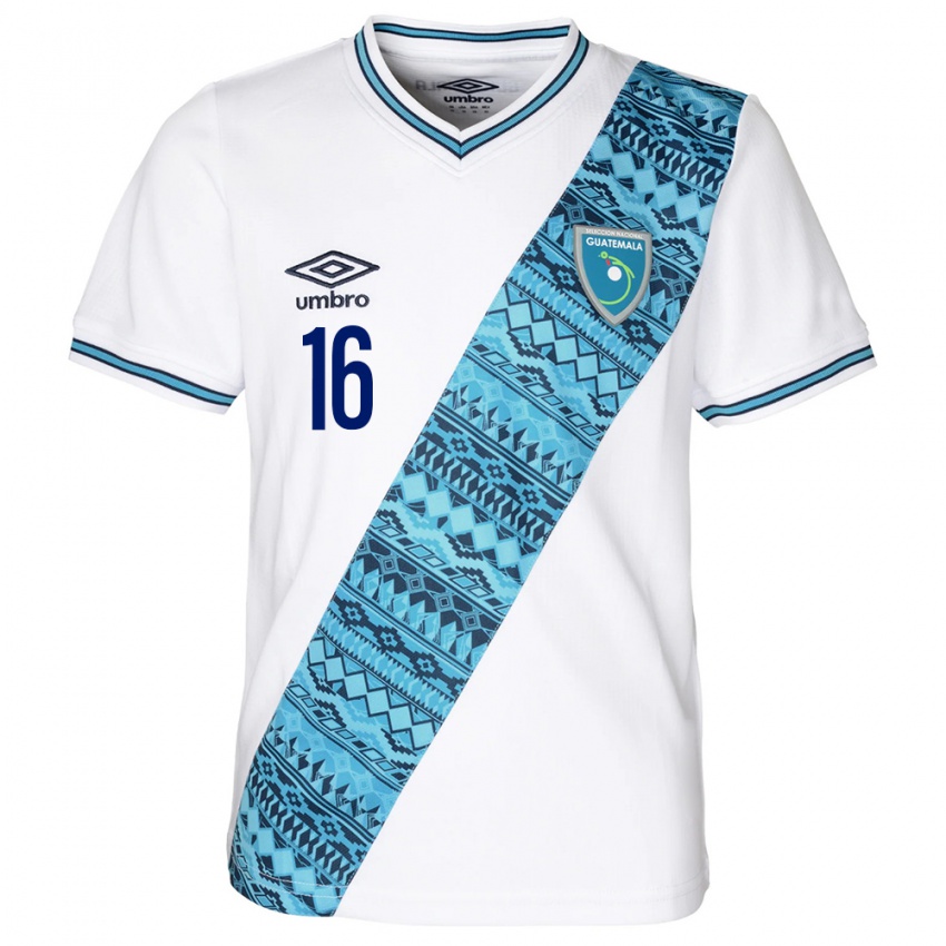 Mujer Camiseta Guatemala José Morales #16 Blanco 1ª Equipación 24-26 La Camisa México