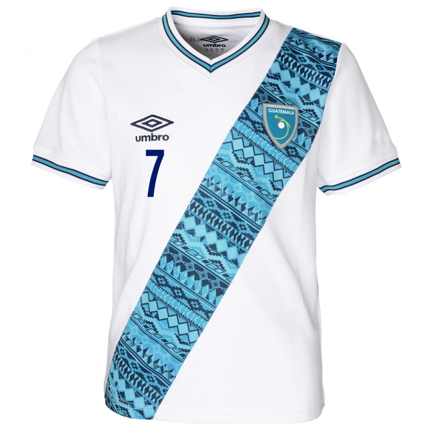 Mujer Camiseta Guatemala Cristian Jiménez #7 Blanco 1ª Equipación 24-26 La Camisa México