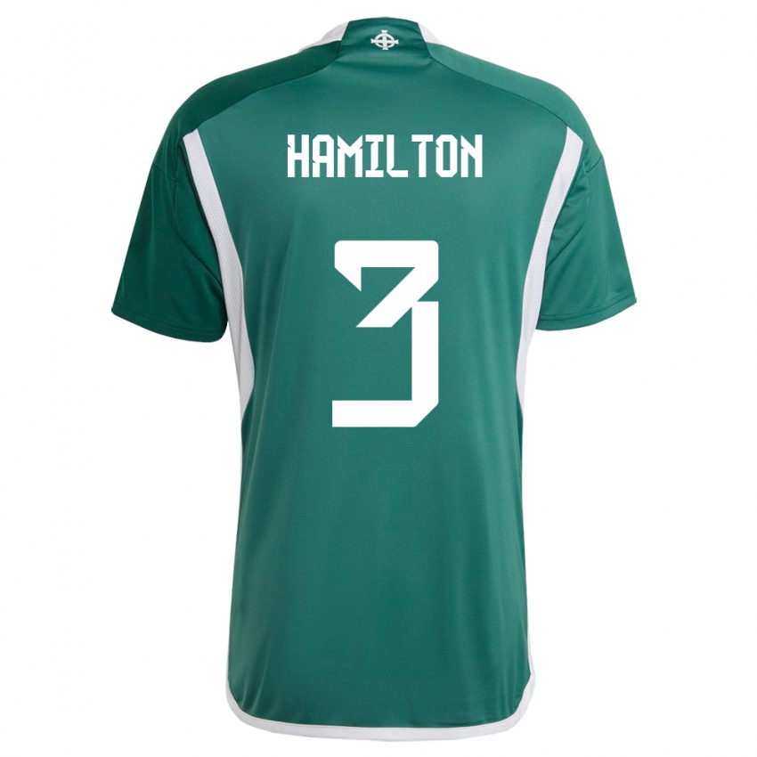 Mujer Camiseta Irlanda Del Norte Brendan Hamilton #3 Verde 1ª Equipación 24-26 La Camisa México