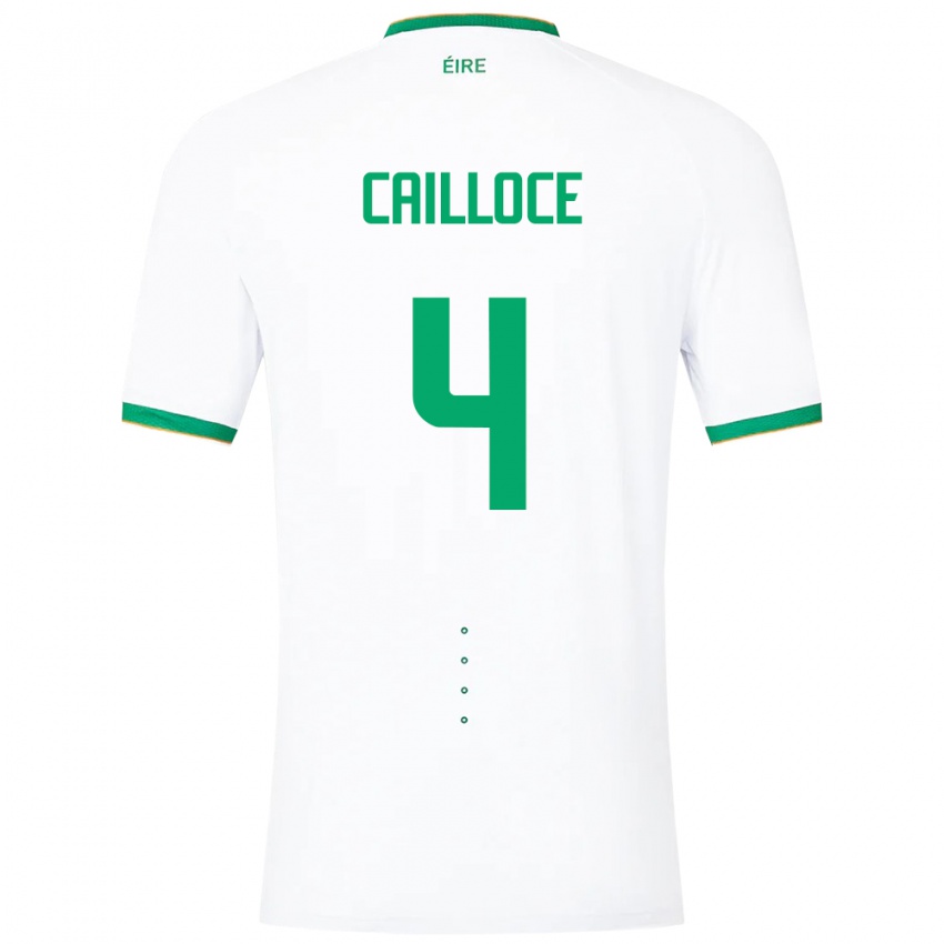 Mujer Camiseta Irlanda Luca Cailloce #4 Blanco 2ª Equipación 24-26 La Camisa México