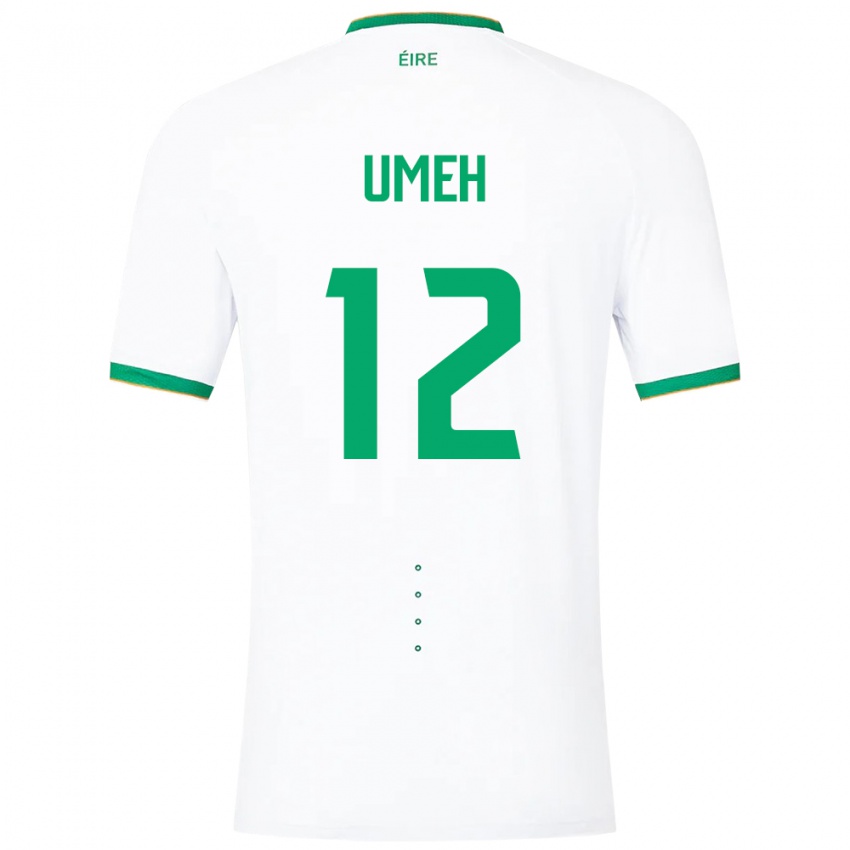 Mujer Camiseta Irlanda Jaden Umeh #12 Blanco 2ª Equipación 24-26 La Camisa México