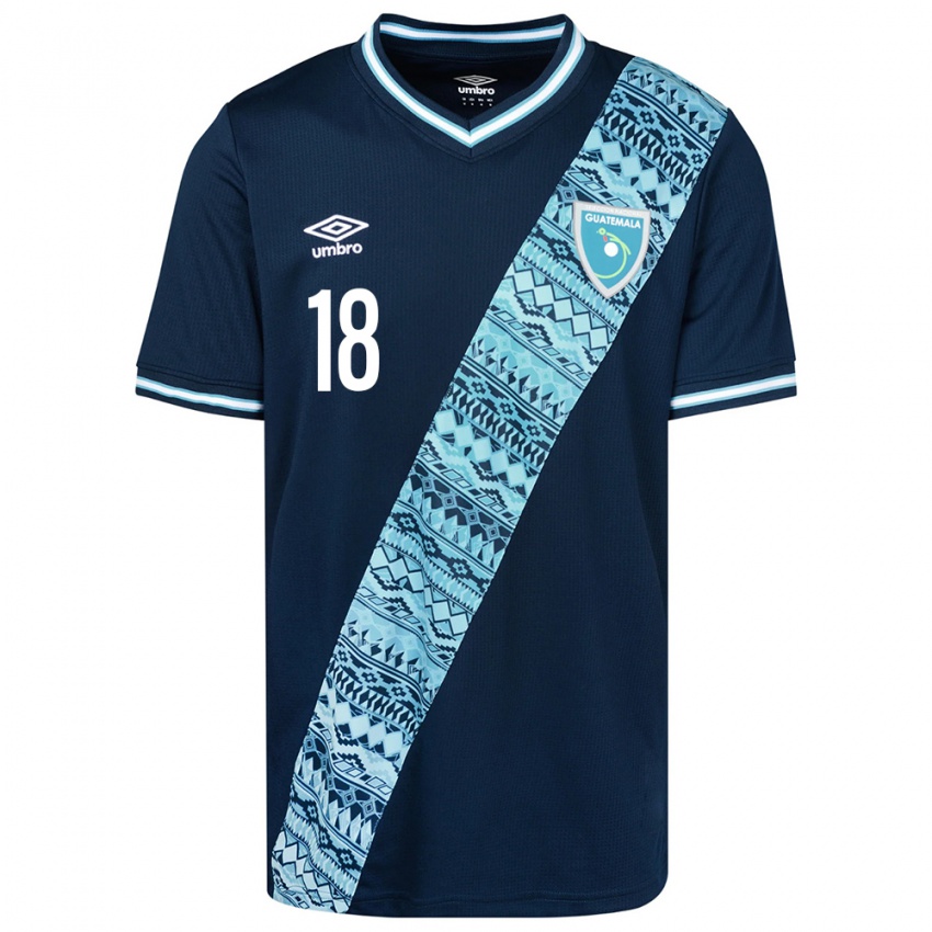 Mujer Camiseta Guatemala William Fajardo #18 Azul 2ª Equipación 24-26 La Camisa México