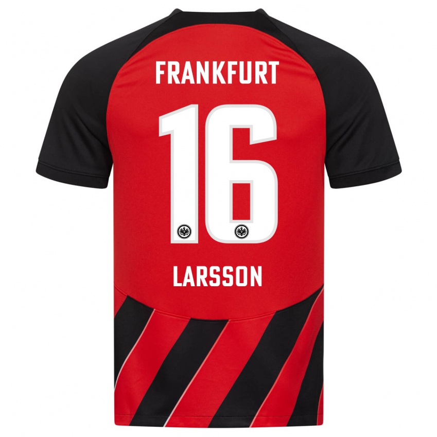 Niño Camiseta Hugo Larsson #16 Negro Rojo 1ª Equipación 2023/24 La Camisa México