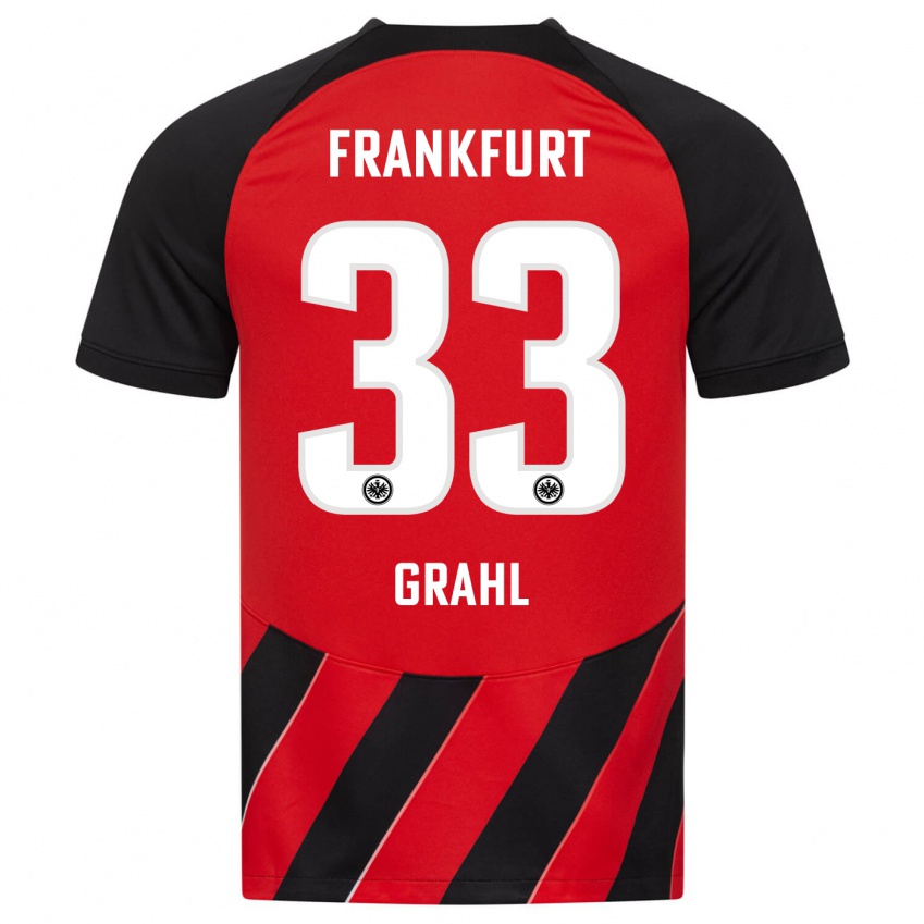 Niño Camiseta Jens Grahl #33 Negro Rojo 1ª Equipación 2023/24 La Camisa México