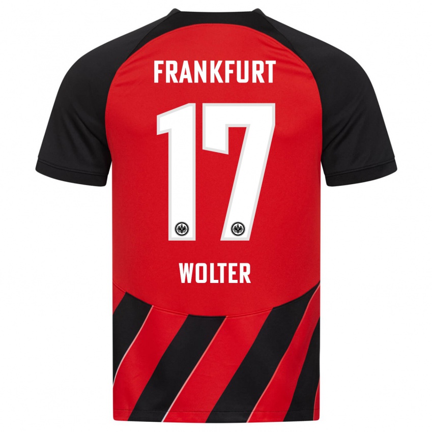 Niño Camiseta Pia-Sophie Wolter #17 Negro Rojo 1ª Equipación 2023/24 La Camisa México