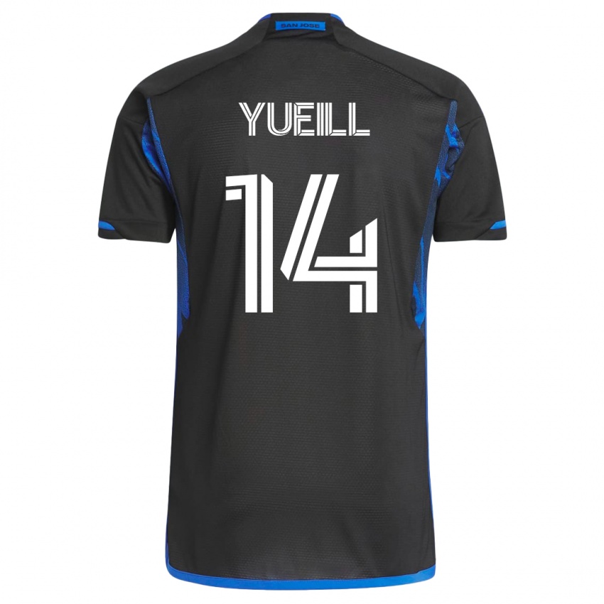 Niño Camiseta Jackson Yueill #14 Azul Negro 1ª Equipación 2023/24 La Camisa México