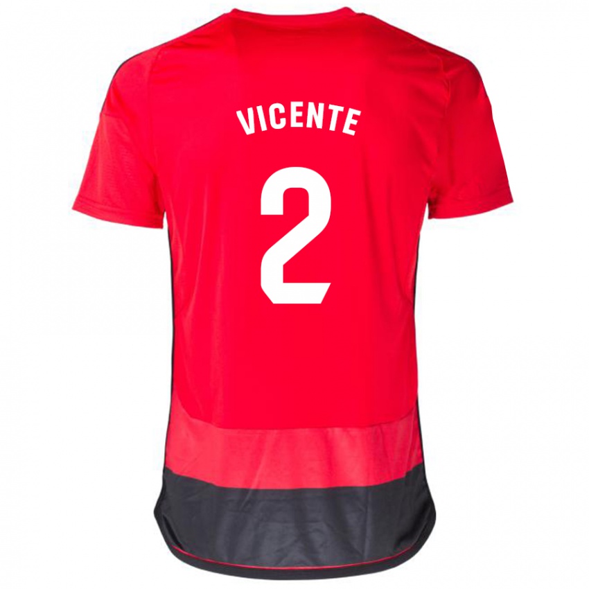 Niño Camiseta David Vicente #2 Negro Rojo 1ª Equipación 2023/24 La Camisa México
