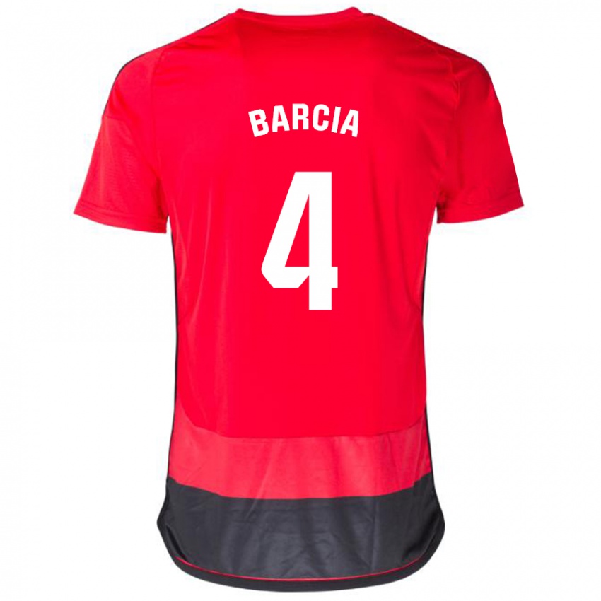 Niño Camiseta Sergio Barcia #4 Negro Rojo 1ª Equipación 2023/24 La Camisa México