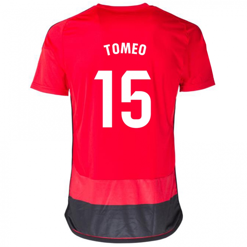 Niño Camiseta Pablo Tomeo #15 Negro Rojo 1ª Equipación 2023/24 La Camisa México