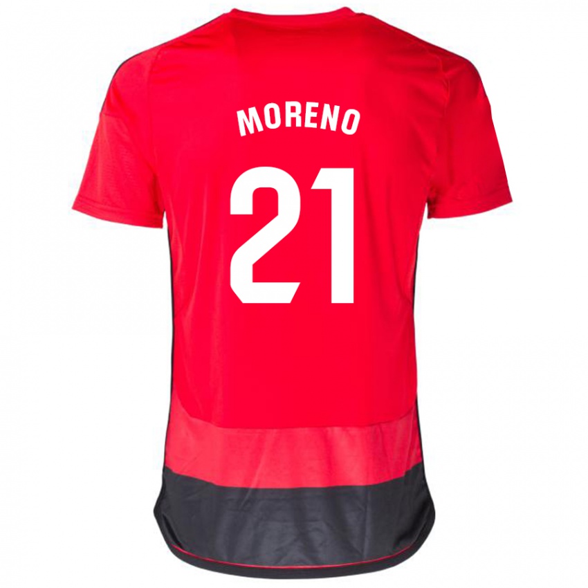 Niño Camiseta Diego Moreno #21 Negro Rojo 1ª Equipación 2023/24 La Camisa México