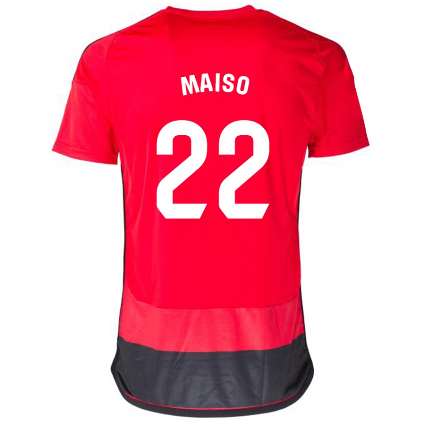 Niño Camiseta Álvaro Maiso #22 Negro Rojo 1ª Equipación 2023/24 La Camisa México