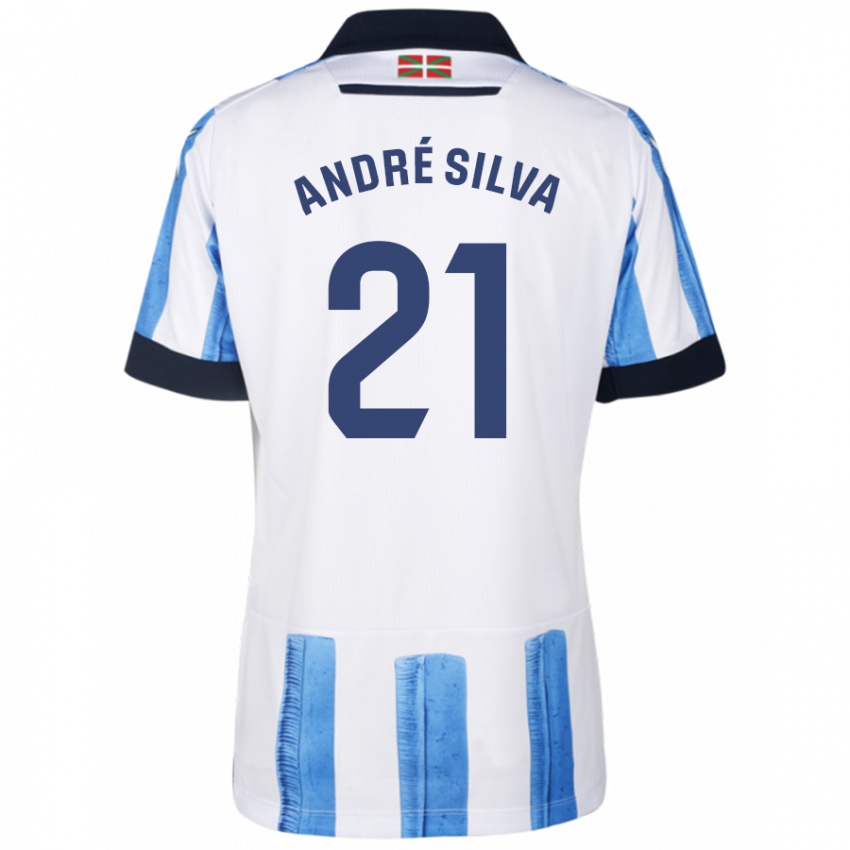 Niño Camiseta Andre Silva #21 Azul Blanco 1ª Equipación 2023/24 La Camisa México