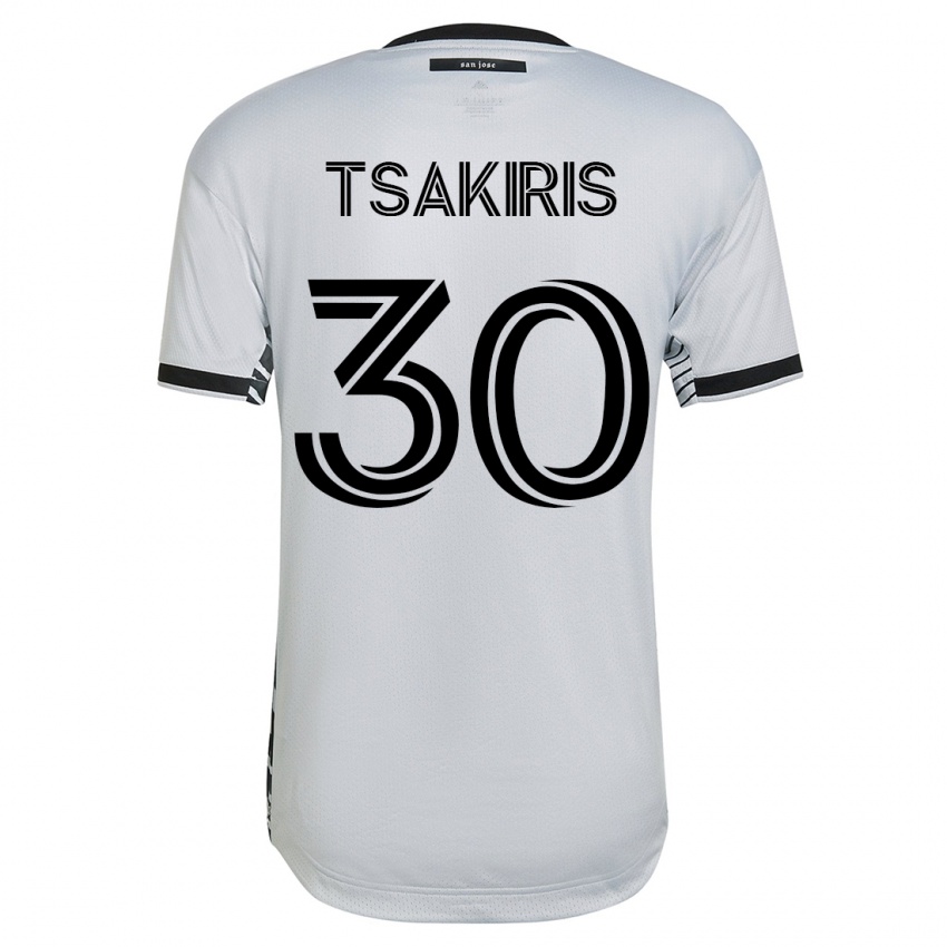 Niño Camiseta Niko Tsakiris #30 Blanco 2ª Equipación 2023/24 La Camisa México