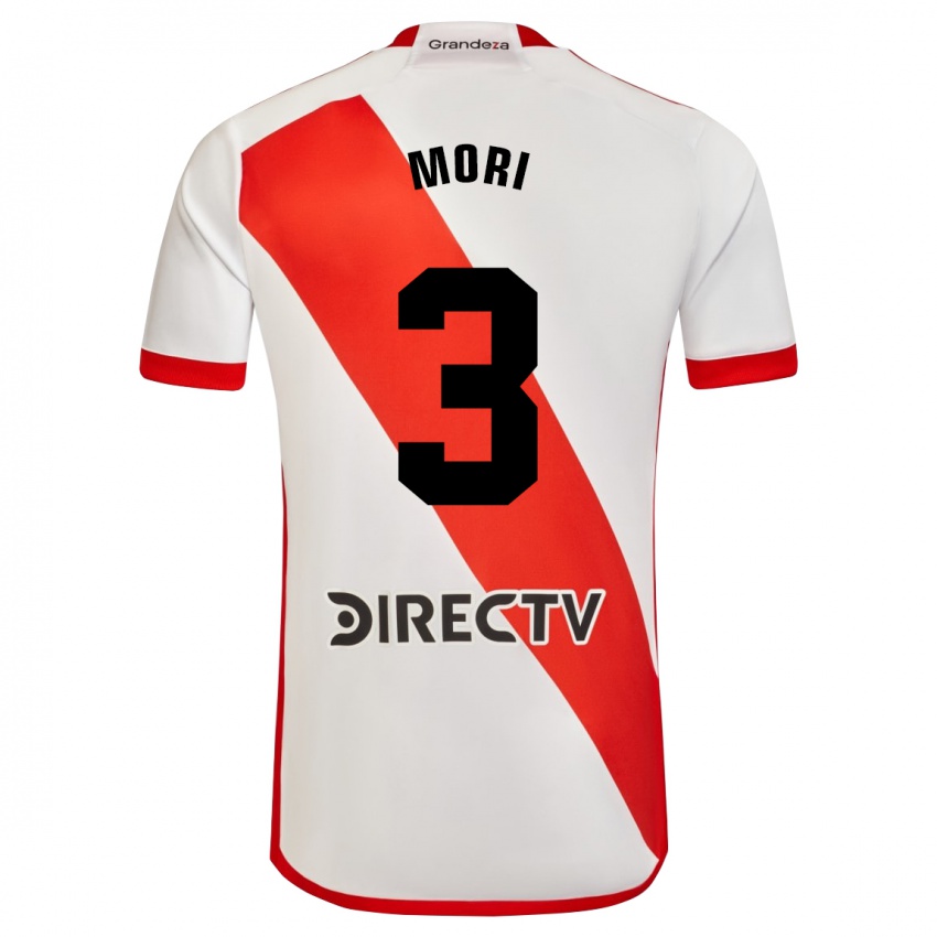 Hombre Camiseta Ramiro Funes Mori #3 Blanco Rojo 1ª Equipación 2023/24 La Camisa México