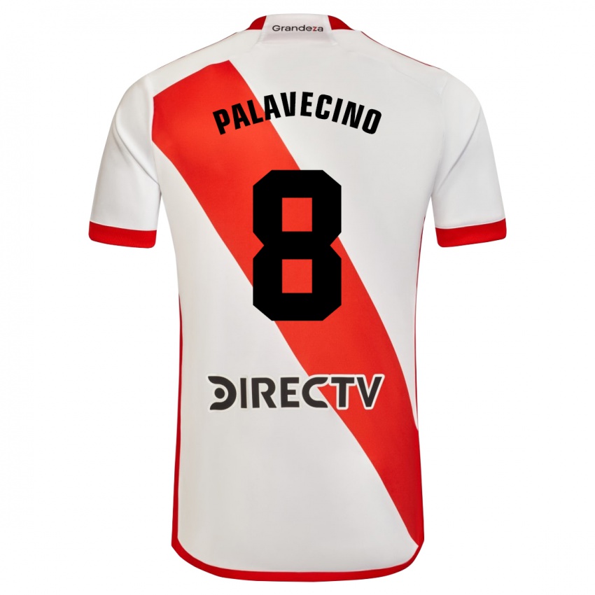 Hombre Camiseta Agustin Palavecino #8 Blanco Rojo 1ª Equipación 2023/24 La Camisa México