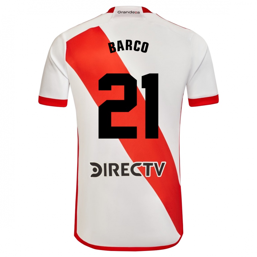 Hombre Camiseta Esequiel Barco #21 Blanco Rojo 1ª Equipación 2023/24 La Camisa México