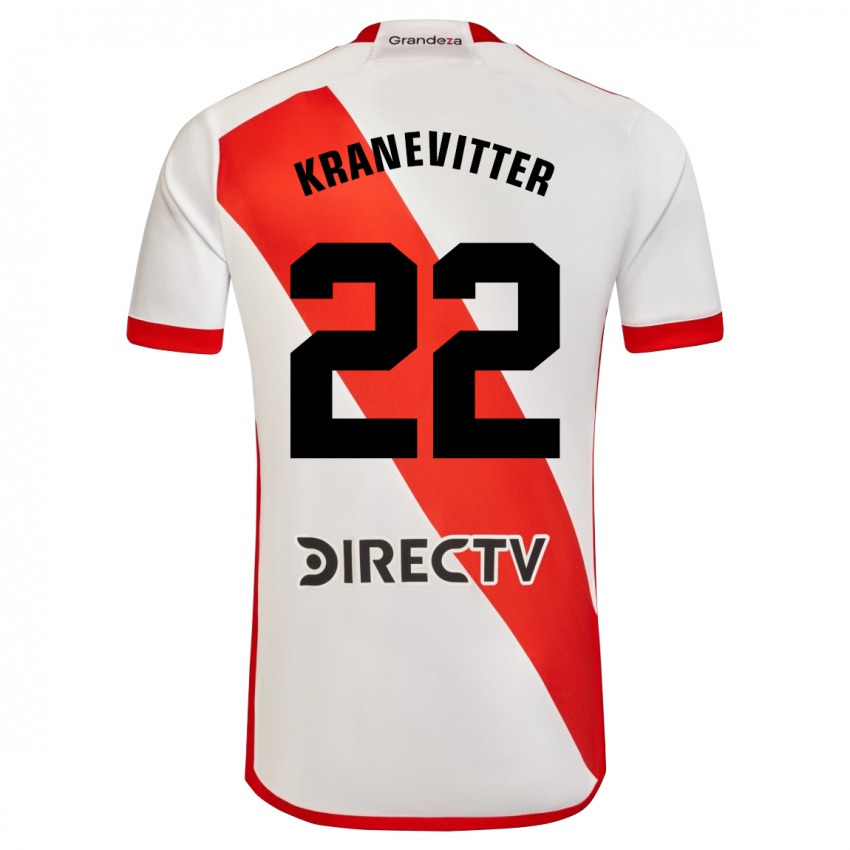 Hombre Camiseta Matias Kranevitter #22 Blanco Rojo 1ª Equipación 2023/24 La Camisa México