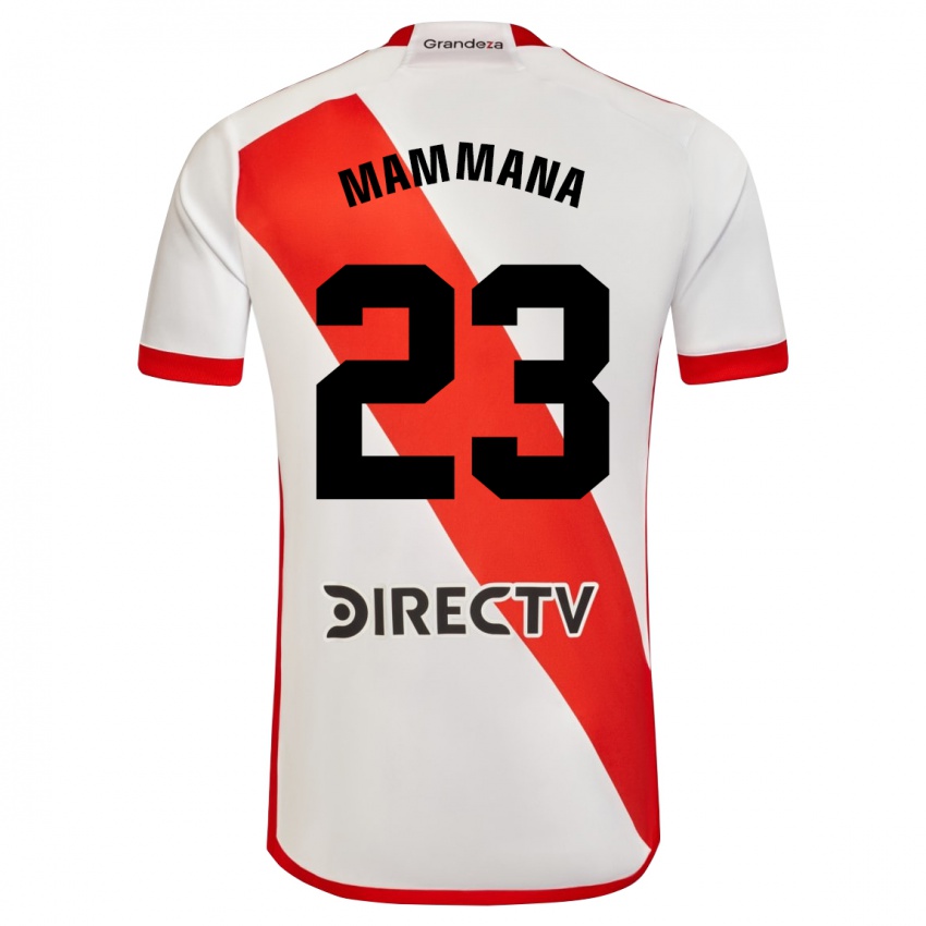 Hombre Camiseta Emanuel Mammana #23 Blanco Rojo 1ª Equipación 2023/24 La Camisa México