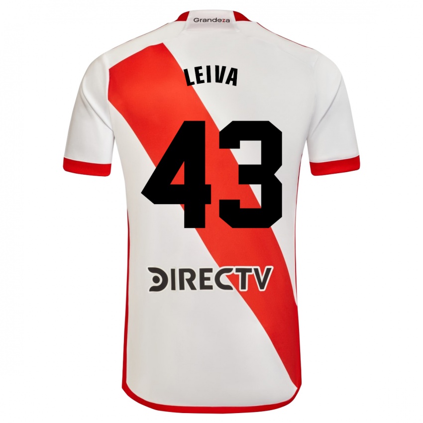 Hombre Camiseta Tobías Leiva #43 Blanco Rojo 1ª Equipación 2023/24 La Camisa México