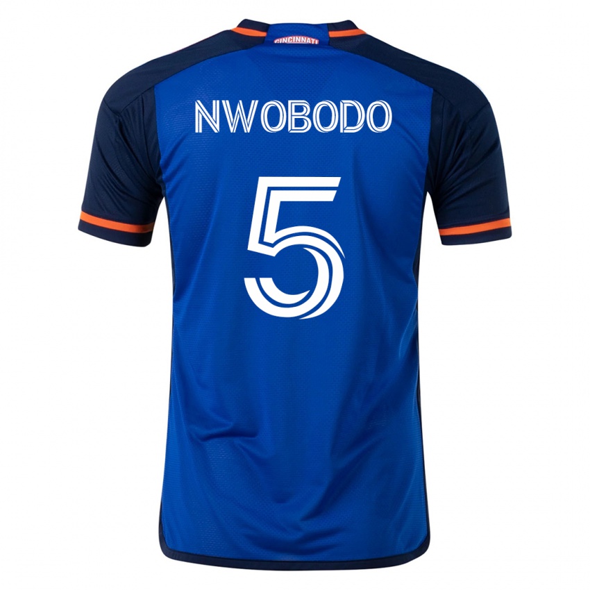 Hombre Camiseta Obinna Nwobodo #5 Azul 1ª Equipación 2023/24 La Camisa México