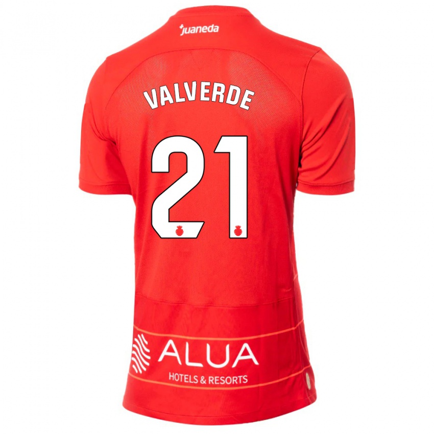 Hombre Camiseta David Valverde #21 Rojo 1ª Equipación 2023/24 La Camisa México