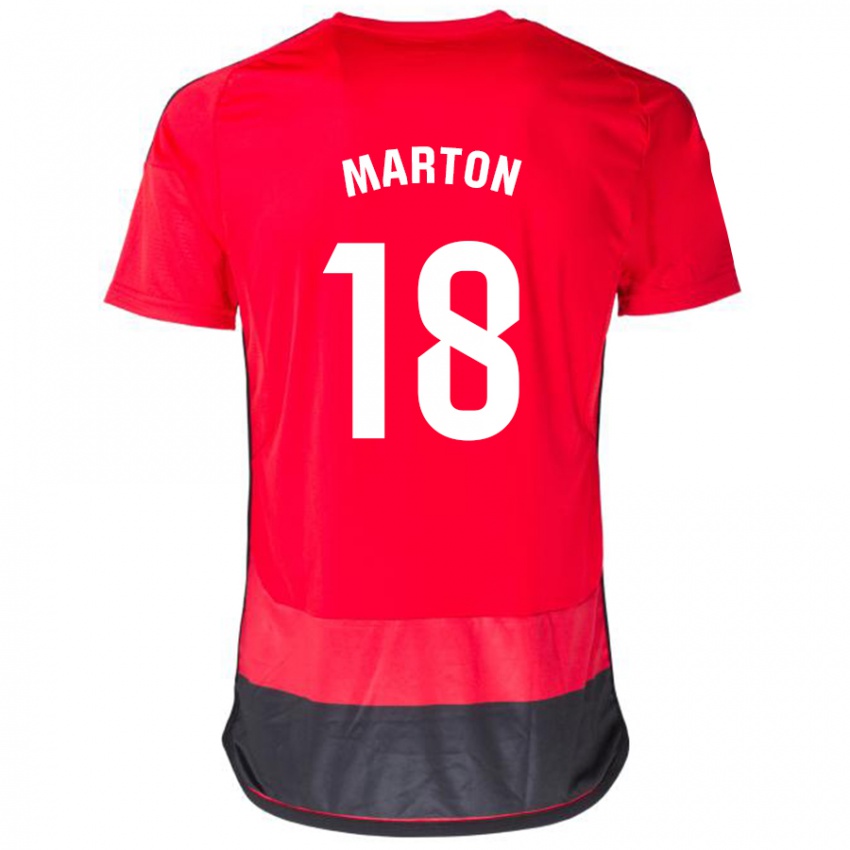 Hombre Camiseta Javier Marton #18 Negro Rojo 1ª Equipación 2023/24 La Camisa México