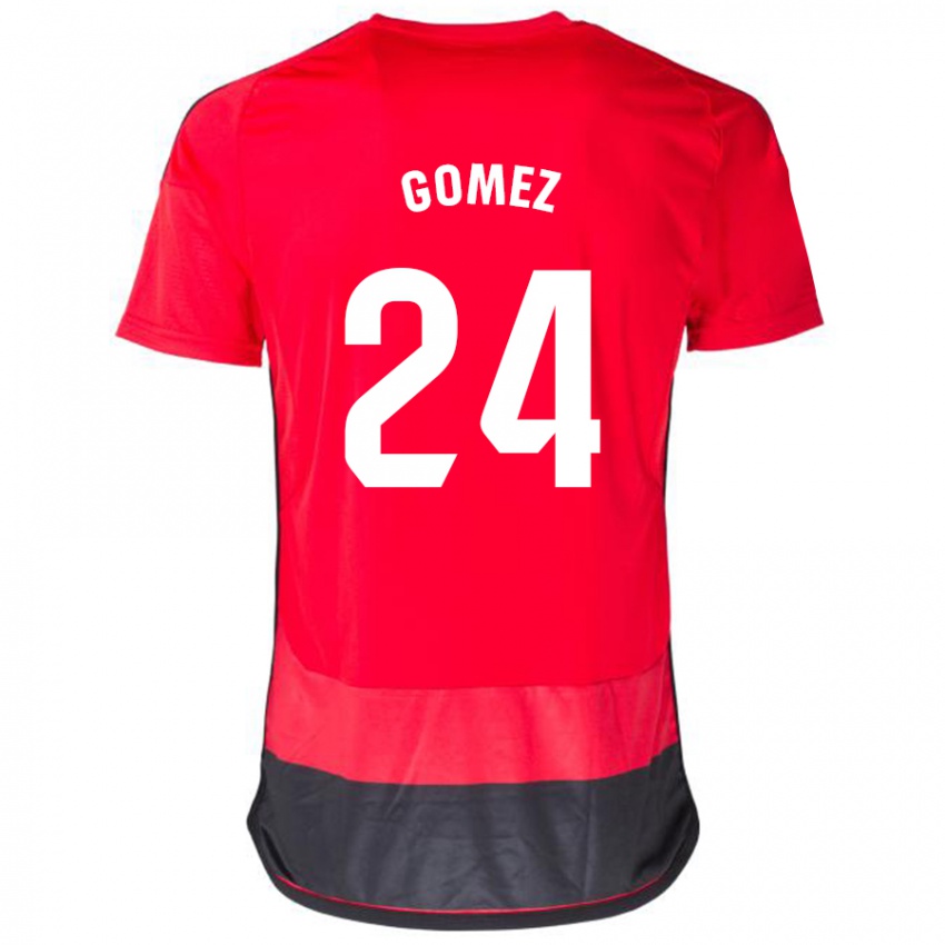 Hombre Camiseta Jonathan Gómez #24 Negro Rojo 1ª Equipación 2023/24 La Camisa México