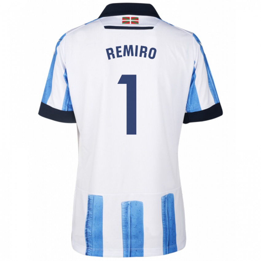 Hombre Camiseta Alex Remiro #1 Azul Blanco 1ª Equipación 2023/24 La Camisa México