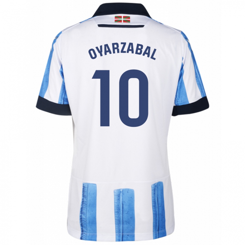 Hombre Camiseta Mikel Oyarzabal #10 Azul Blanco 1ª Equipación 2023/24 La Camisa México