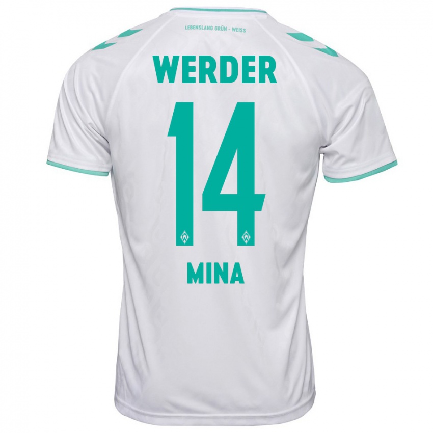 Hombre Camiseta Johan Mina #14 Blanco 2ª Equipación 2023/24 La Camisa México