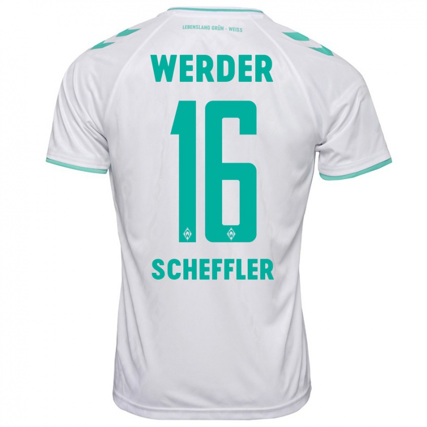 Hombre Camiseta Ian Scheffler #16 Blanco 2ª Equipación 2023/24 La Camisa México