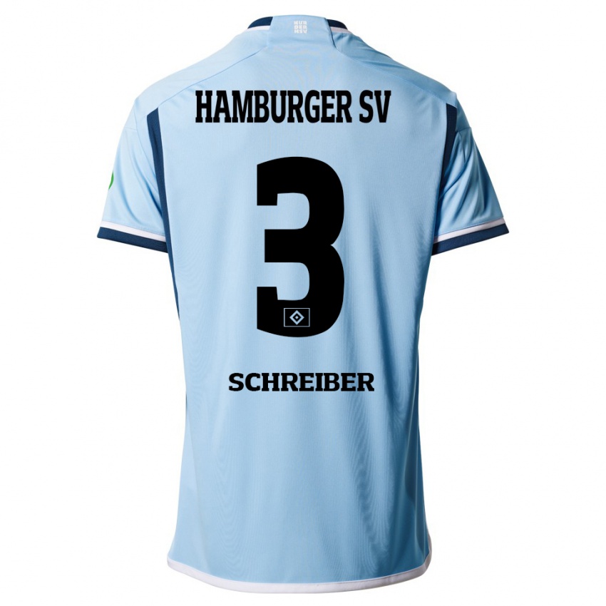 Hombre Camiseta David Schreiber #3 Azul 2ª Equipación 2023/24 La Camisa México