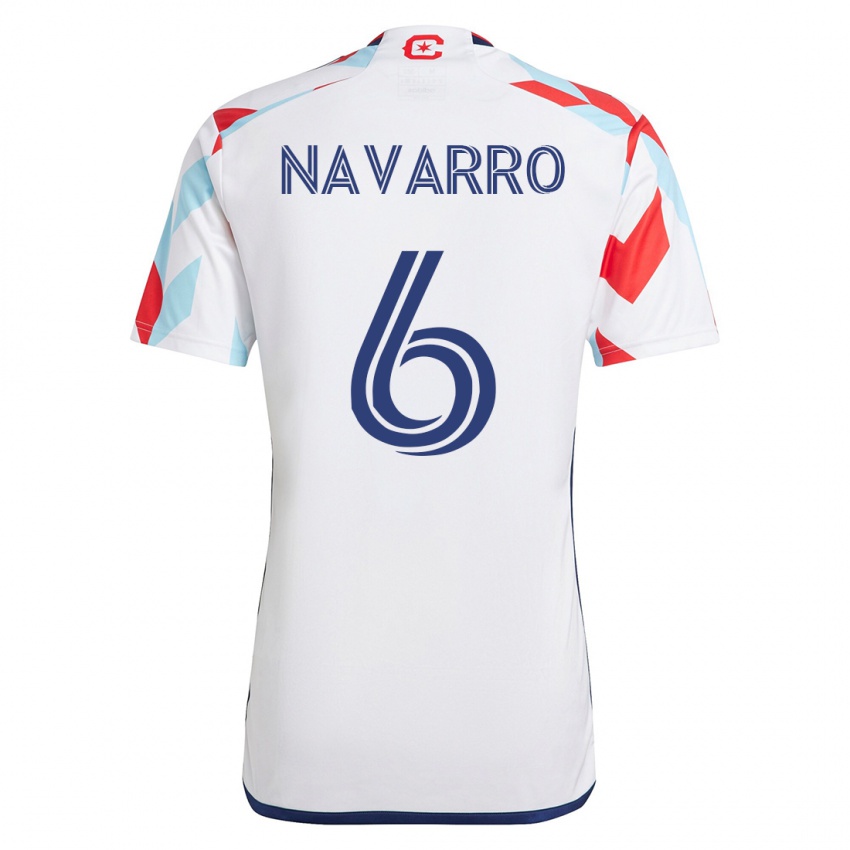 Hombre Camiseta Miguel Navarro #6 Blanco Azul 2ª Equipación 2023/24 La Camisa México